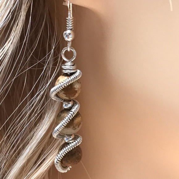 Jewelry Set- Picture Jasper Sterling Silver Necklace and Earring Set- Statement - Picture 3 of 11